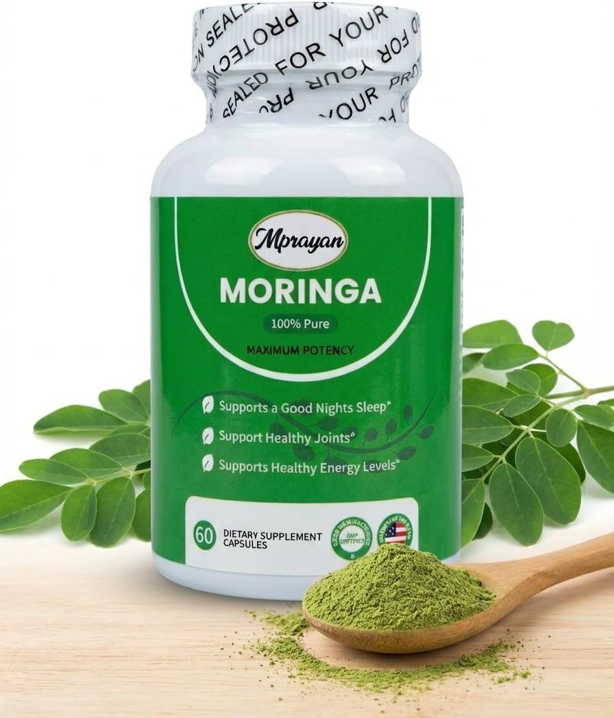 Moringa Capsules 800mg – Pure Moringa Oleifera Leaf Powder – Antioxidant Nutritional Supplement for Natural Energy & Immune Support – Vegan, Non-GMO Superfood – 60 Capsules