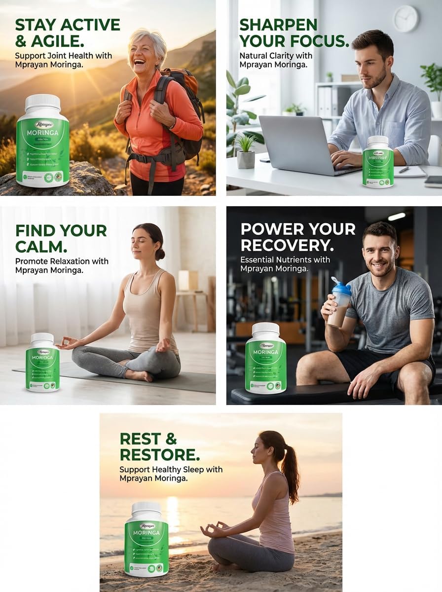 Moringa Capsules 800mg – Pure Moringa Oleifera Leaf Powder – Antioxidant Nutritional Supplement for Natural Energy & Immune Support – Vegan, Non-GMO Superfood – 60 Capsules