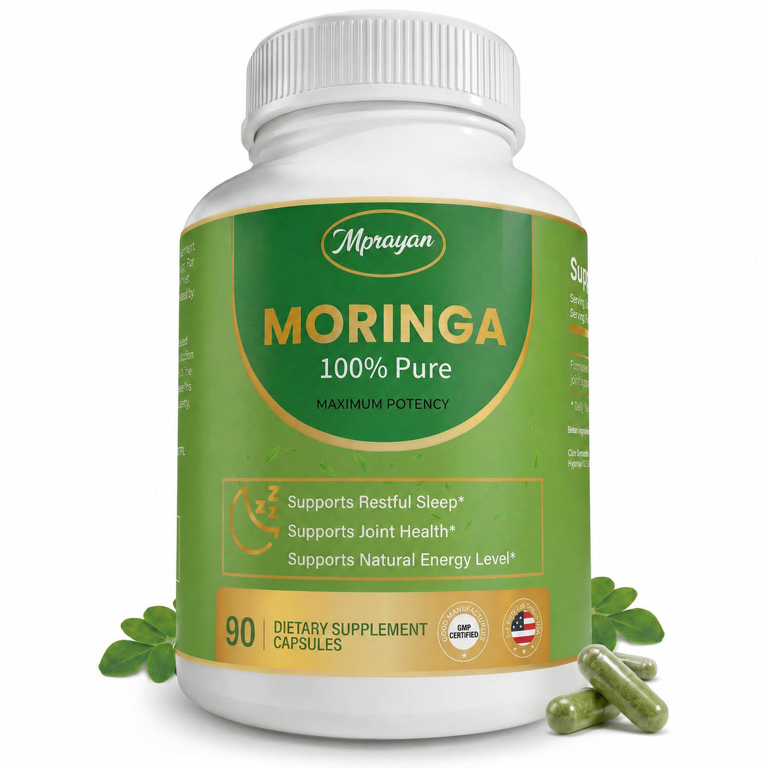Moringa Capsules 800mg – Moringa Oleifera Leaf Powder Superfood Herbal Supplement for Natural Energy, Immune, Antioxidant & Detox Support – Vegan, Non-GMO, 60 Veg Capsules