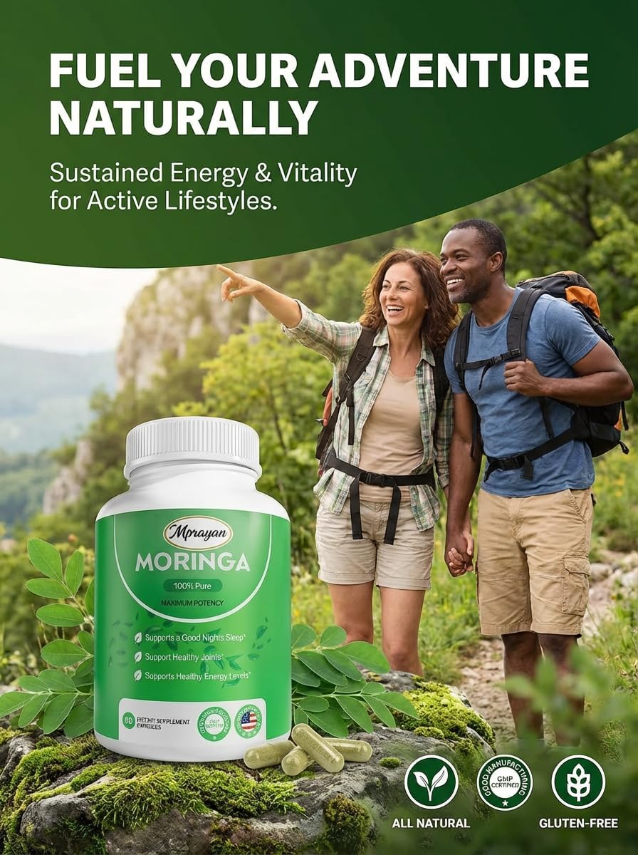 Moringa Capsules 800mg – Pure Moringa Oleifera Leaf Powder – Antioxidant Nutritional Supplement for Natural Energy & Immune Support – Vegan, Non-GMO Superfood – 60 Capsules