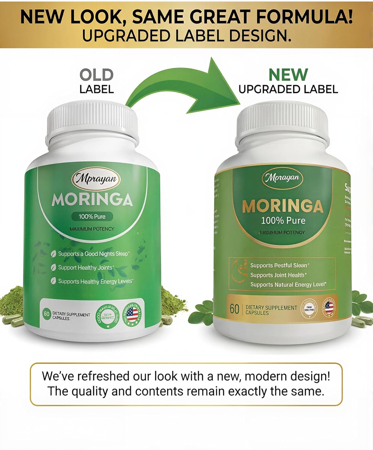Moringa Capsules 800mg – Moringa Oleifera Leaf Powder Superfood Herbal Supplement for Natural Energy, Immune, Antioxidant & Detox Support – Vegan, Non-GMO, 60 Veg Capsules
