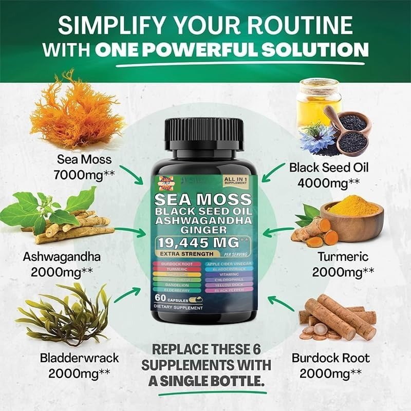 Sea Moss Complex with Black Seed Oil & Ashwagandha - 60 Capsules