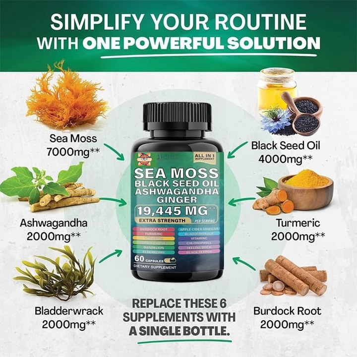 Sea Moss Complex with Black Seed Oil & Ashwagandha - 60 Capsules