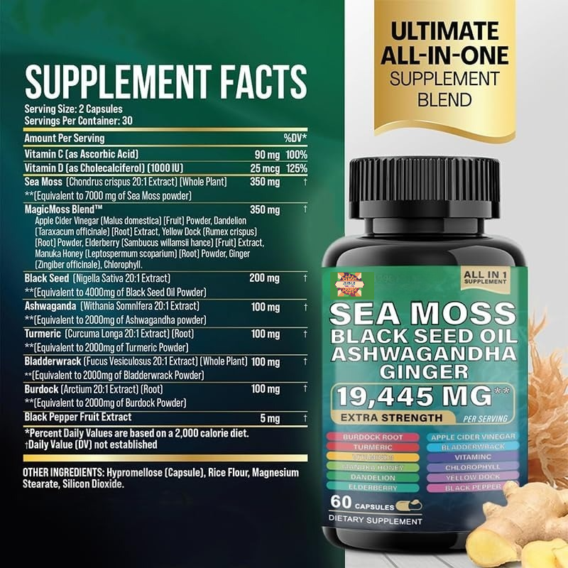 Sea Moss Complex with Black Seed Oil & Ashwagandha - 60 Capsules