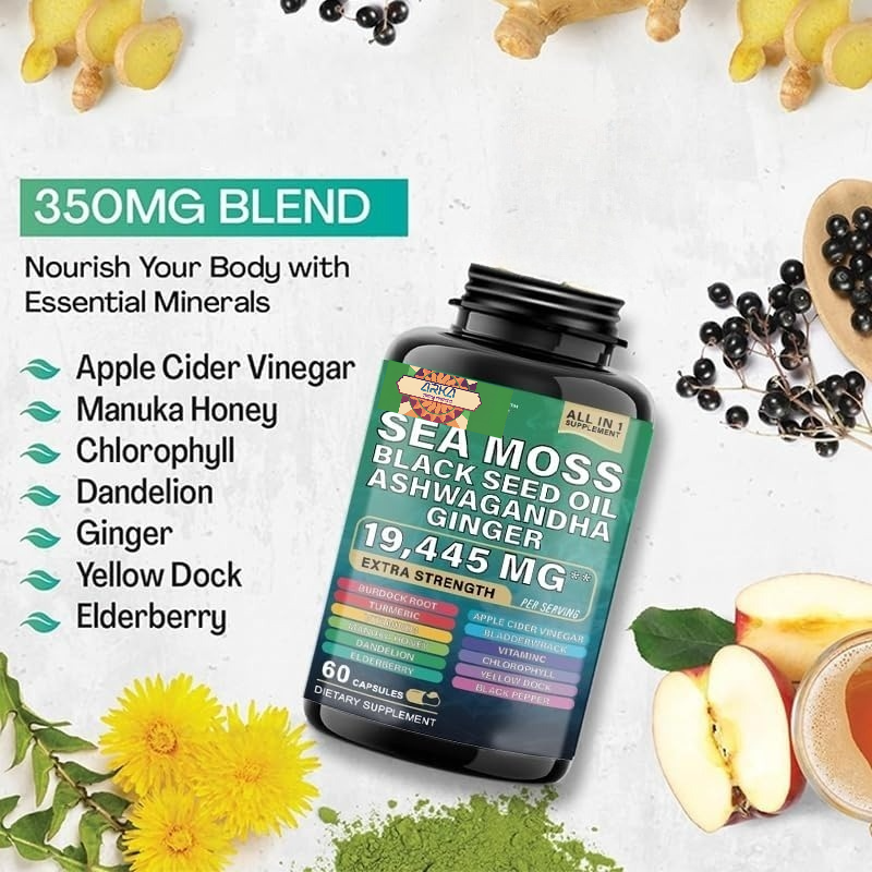 Sea Moss Complex with Black Seed Oil & Ashwagandha - 60 Capsules